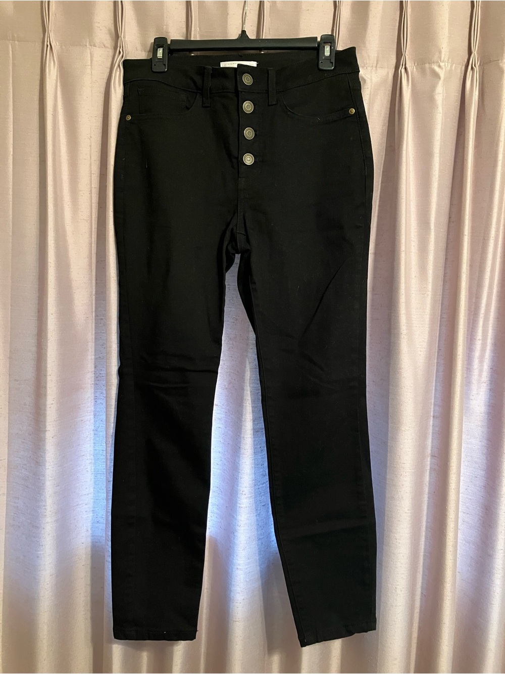 LC Lauren Conrad Black High-Rise Button-Fly Jeans